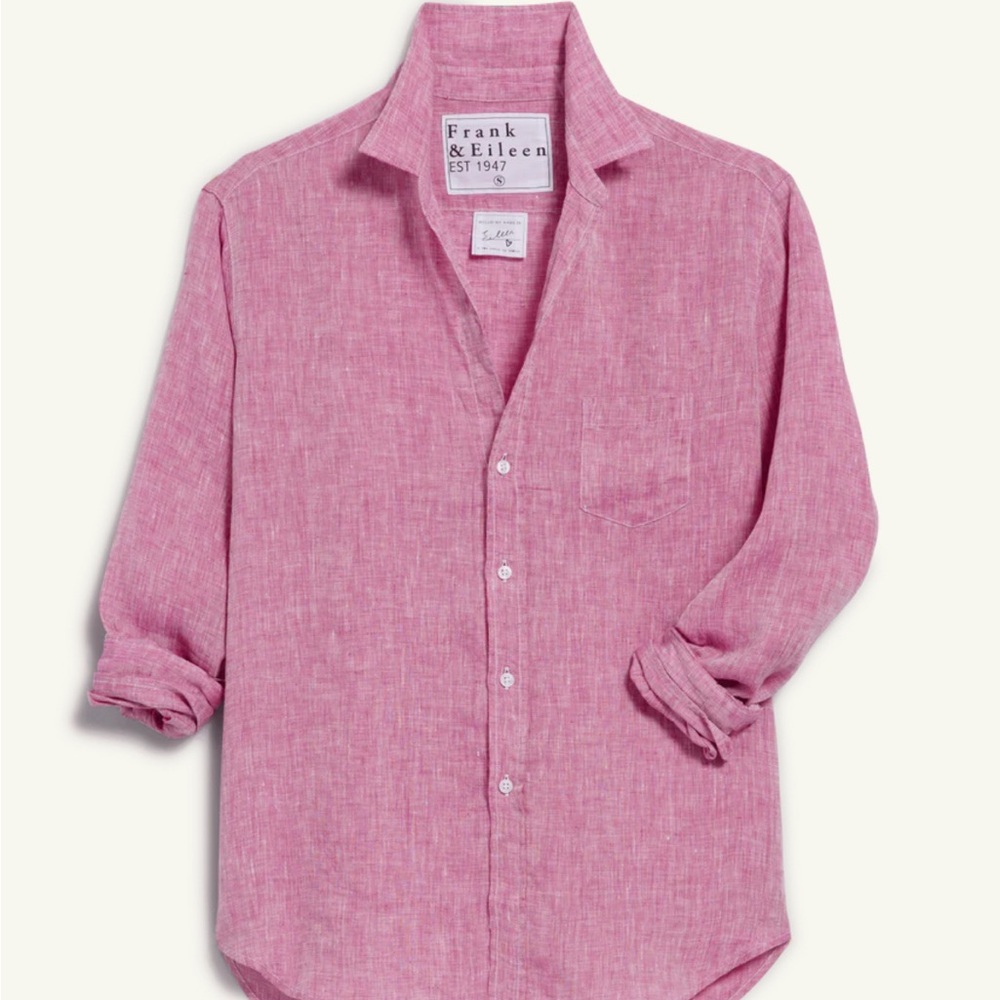 Frank & Eileen Pink Italian Classic Linen top